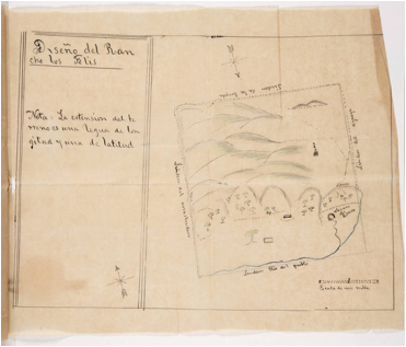 Diseno (design) de Rancho Los Felis dated 1843