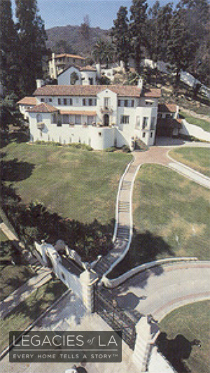 1847 Camino Palmero aerial view of the house and gate
