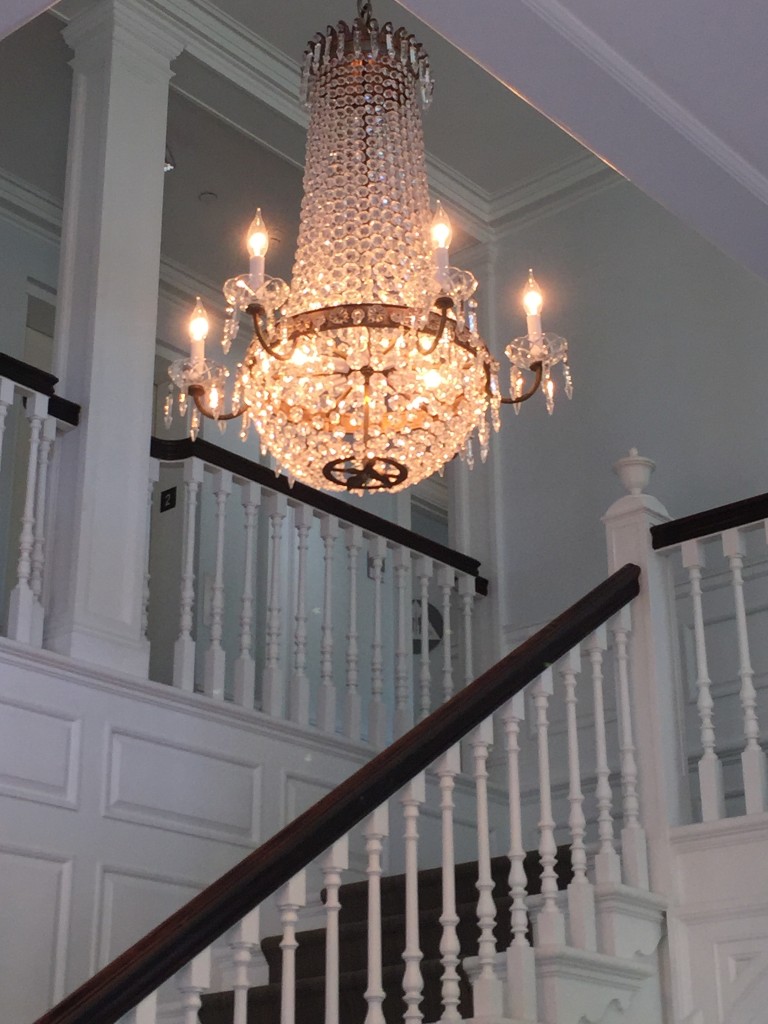 415 Pacific Coast stairs and chandelier