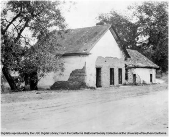 Adobe house owned by the Feliz family, circa 1910