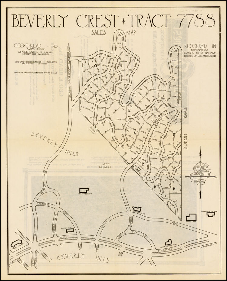 Early map of Beverly Crest tract designed by George Read