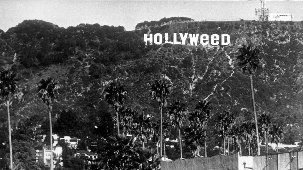 Hollywood sign modified to read "Hollyweed"