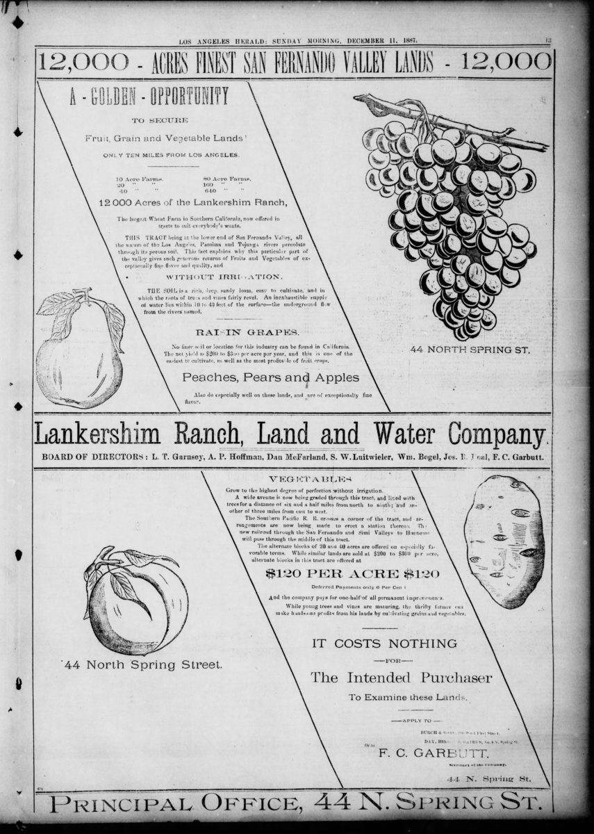 LA Herald Lankershim Ranch, Land and Water Company