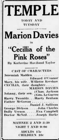 Cast of play "Cecilia of the Pink Roses" featuring Marion Davies