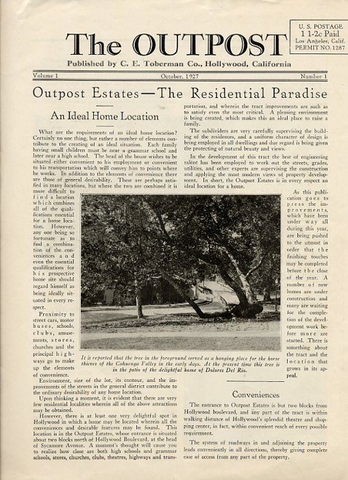 First page of a flyer advertising Outpost Estates