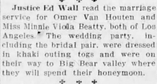 Van Houten Marriage Announcement 1918