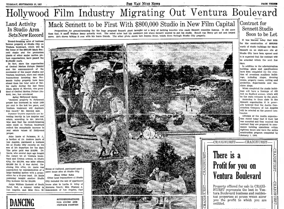 Van Nuys News 1927 Hollywood Film Industry Migration
